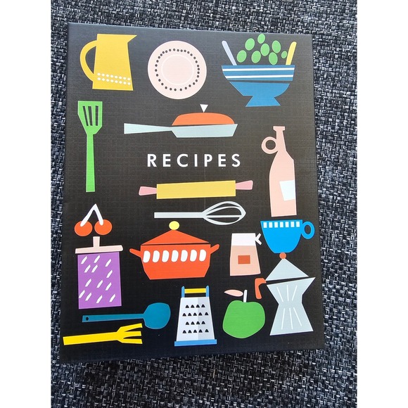 Other - Recipe Binder 3-Ring Organizer Colorful Kitchen Illustration Black Hardcover